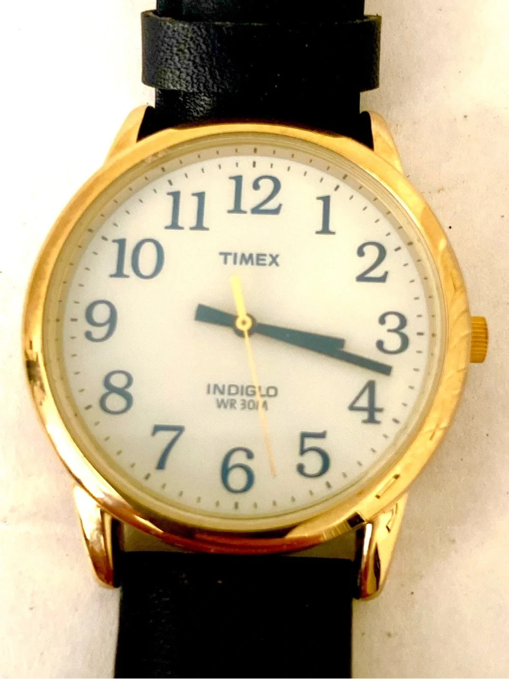 Timex Unisex  Indiglo Easy Reader Gold Case Watch with Black Strap